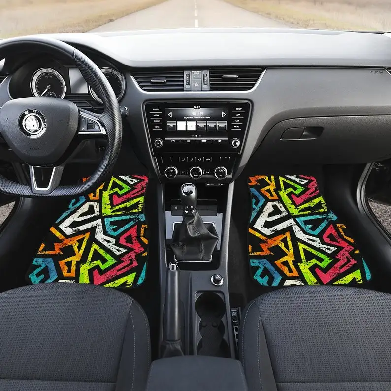 

Colorful Yellow Red Orange Abstract Art Car Floor Mats Set, Front and Back Floor Mats for Car, Car Accessories