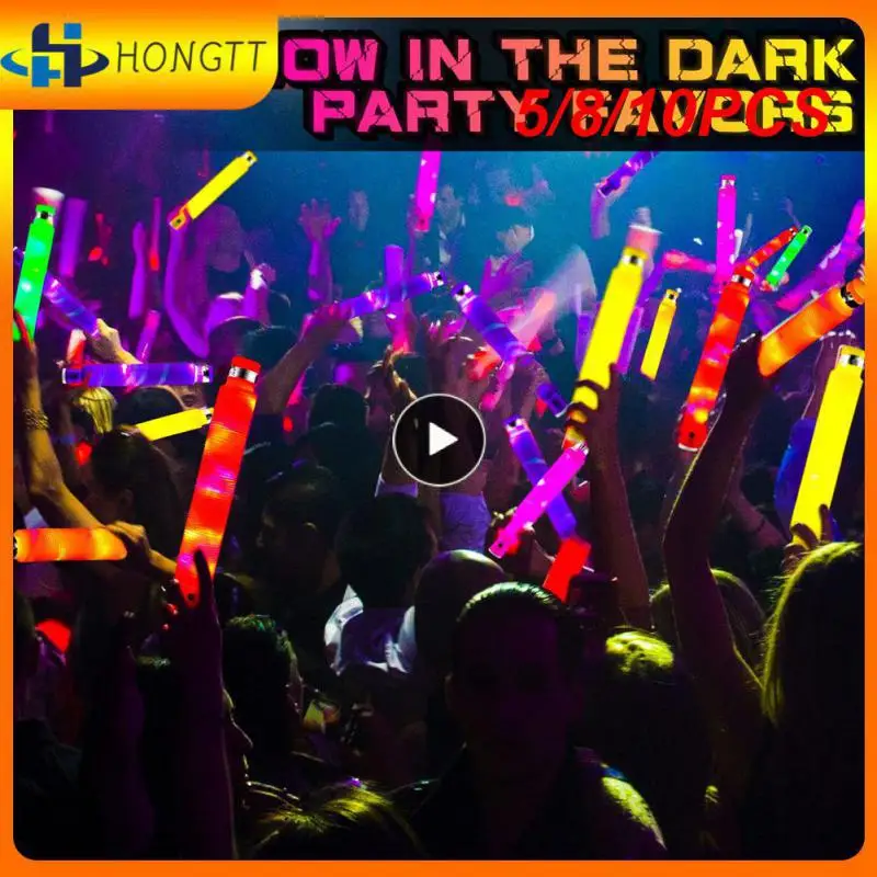 

5/8/10PCS 3 Flashing Modes Luminous Tubes Durable Glow Sticks Lightweight Glow In The Dark Sensory Fidget Toy Party Supplies 6/