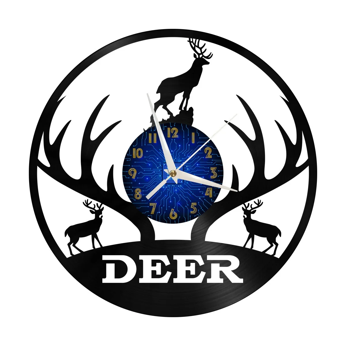 

Deer Vinyl Wall Clock, Vinyl Record Clock Wall Art Silent & Non-ticking