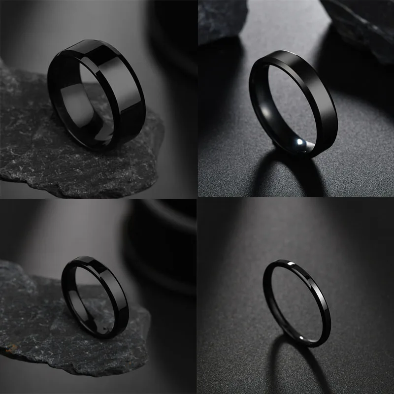 

Simple Stainless Steel Couple Jewelry Smooth 1/2/4/6/8mm Women's Men's Rings Couple High Quality Jewelry Wholesale End Rings