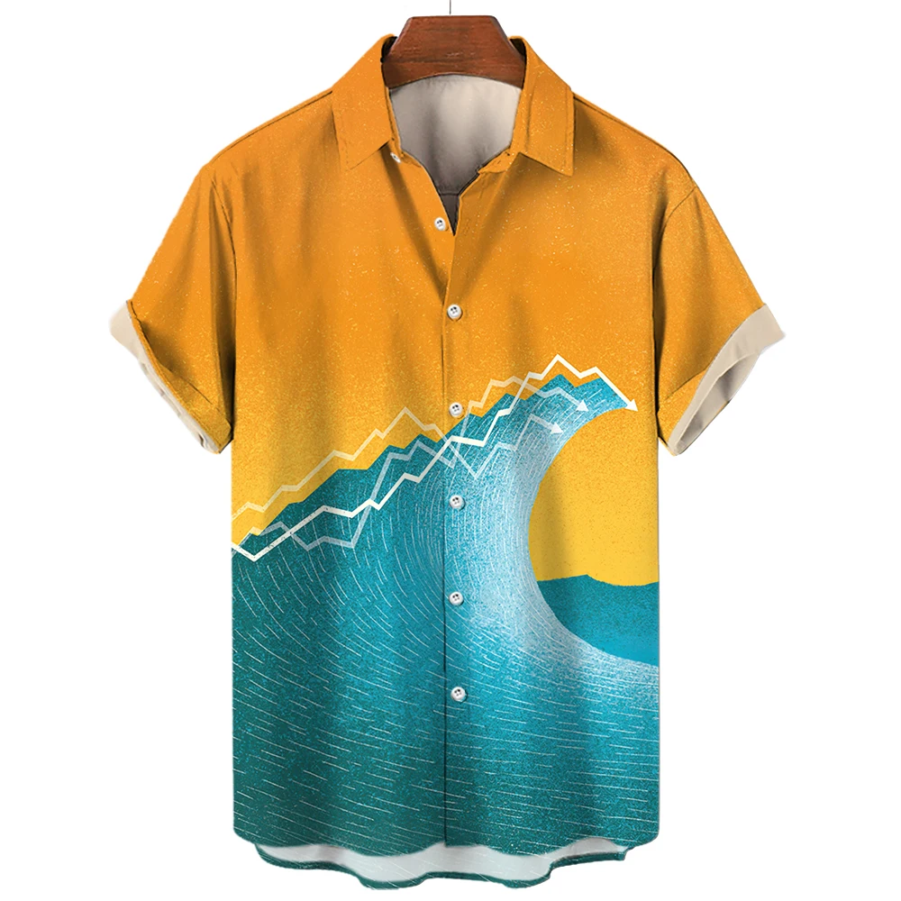 Men's shirt 3D printed Hawaiian shirt casual fashion summer oversized short sleeved lapel loose top