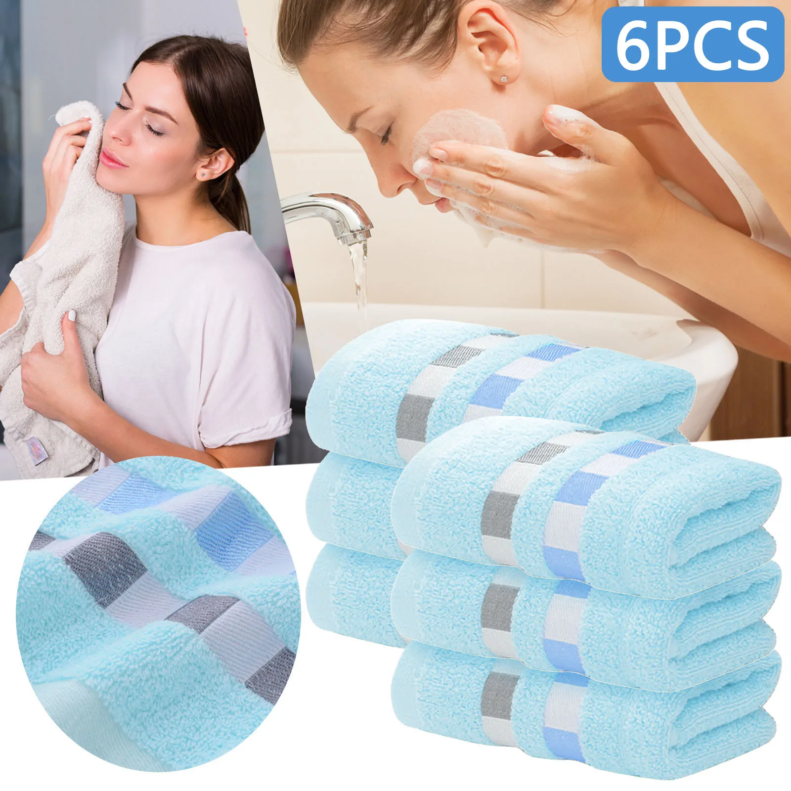 

Beach Towel Big 6PC Towel Absorbent Clean And Easy To Clean Cotton Absorbent Soft Suitable For Kitchen Bathroom Living Room