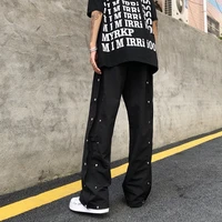 side buttons hip hop harem pants for mens 2022 japanese fashion trends wide leg sweatpants teen harajuku baggy jogging trousers