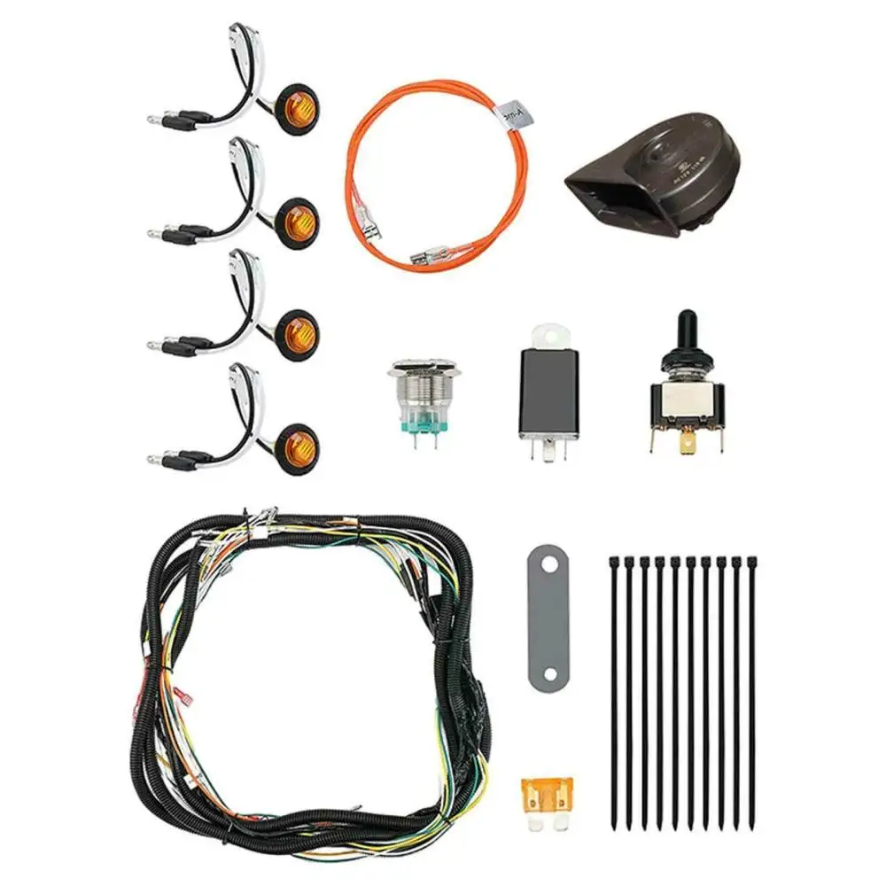 

Turn Signal With Toggle Switch And Horn Kit For UTV/ATV/RZR Wire Harness Easy Installation Durable Black Car Light