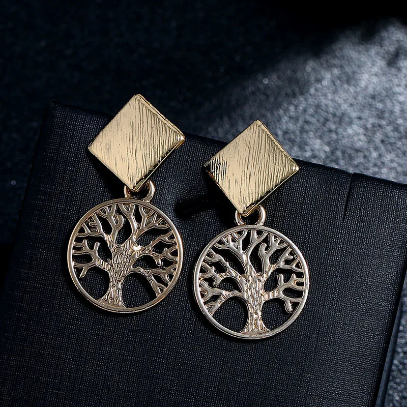 

Hot Selling Temperament Cool Color Tree Of Life Earrings Simple Trendy Jewelry For Women Kawaii Gamer Girl Accessories