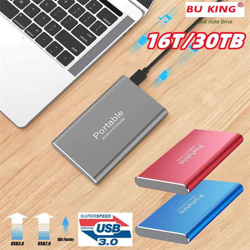 

SSD Mobile Solid State Drive 30TB 16TB 12TB Storage Device Hard Drive Computer Portable USB 3.1 Mobile Hard Drives Solid State