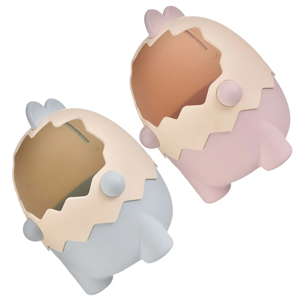 

2pcs Tabletop Pen Holder Makeup Brush Container Cartoon Dinosaur Shaped Ornament