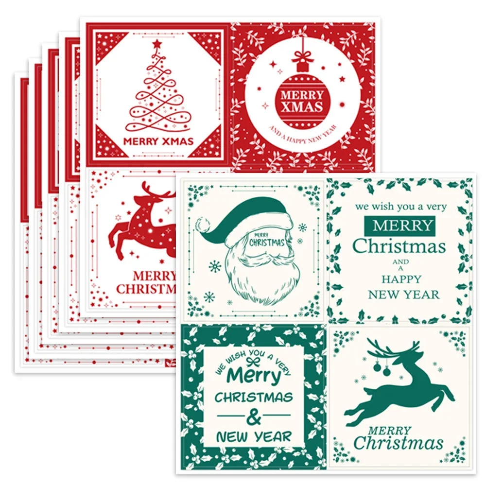 

100-200pcs Square Merry Chrismas Xmas Stickers Pegatinas Navidad Noel Labels Decor DIY Gift Packaging New Year Decoration 2023