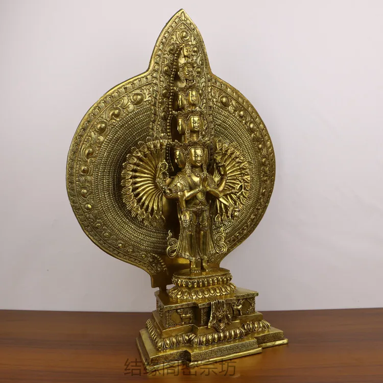 Чистая медь ручная работа тысяча рук Гуаньинь Непал тибетская тантра статуя