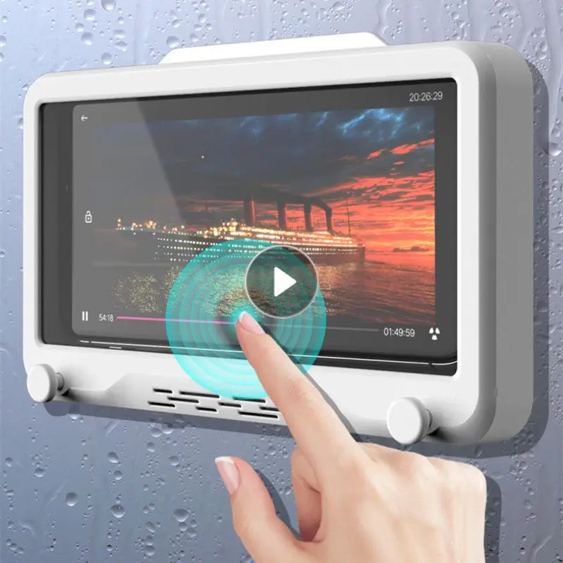 Bathroom Waterproof  Phone Holder Box Multifunctional 360 Degree Touch Sensitive Anti Fog High Definition Wall Mounted Phone Box