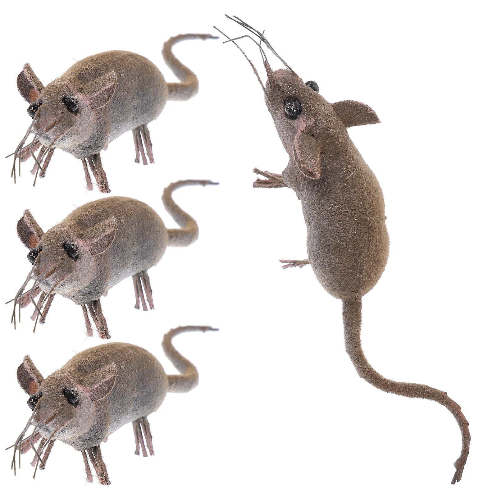 

4 Pcs Mice Ornament Simulation Halloween Mouse Props Magnet Garden Decor Funny Fake Model