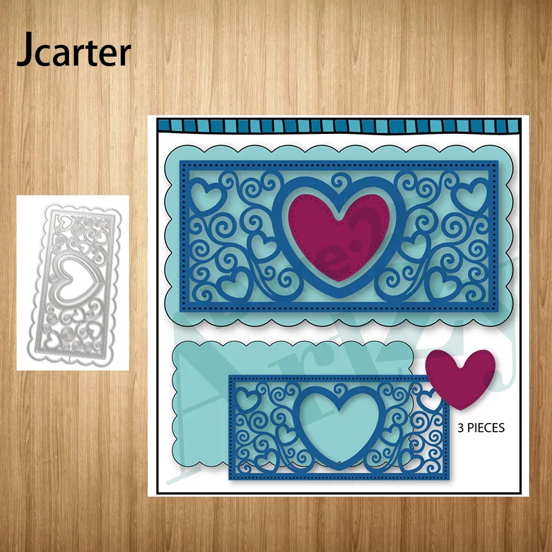 

Metal Cutting Dies Rectangle Heart Lace Border Craft Stencil for Scrapbooking Handmade Card Make Shape Album Decoration Model