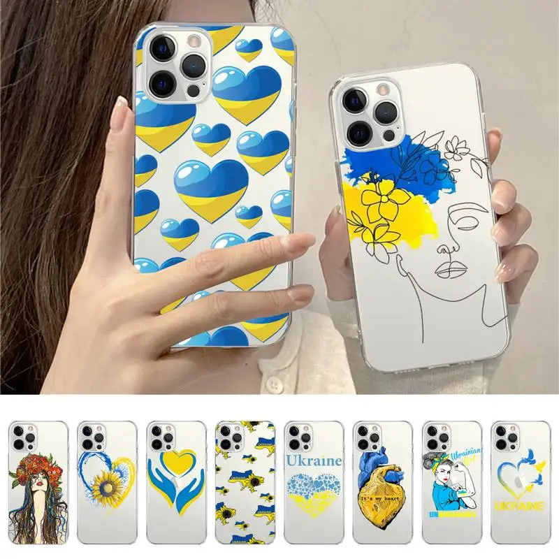 

Ukraine Flag Pattern Phone Case For iPhone 14 13 12 11 Pro Max Mini X Xs XR 6 7 8 Plus SE 2020 Transparent Case