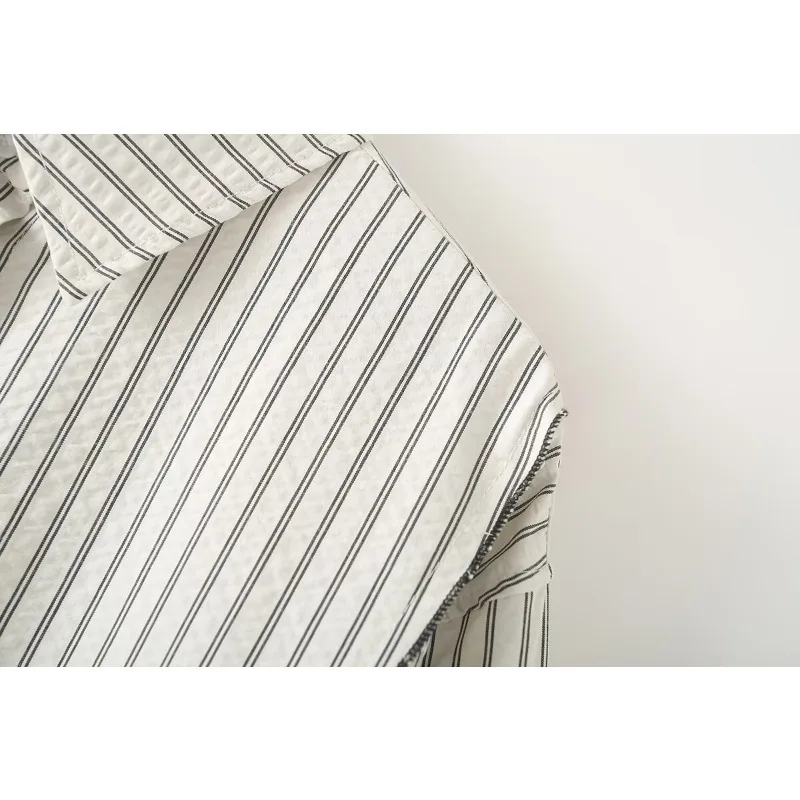 TRAF ZR блузки для женщин асимметричные полосатые рубашки Harajuku модная винтажная