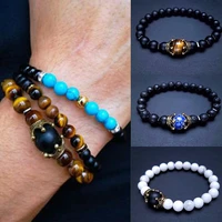 2022 tiger eye natural stone beaded bracelet elasticity bangle women men jewelry