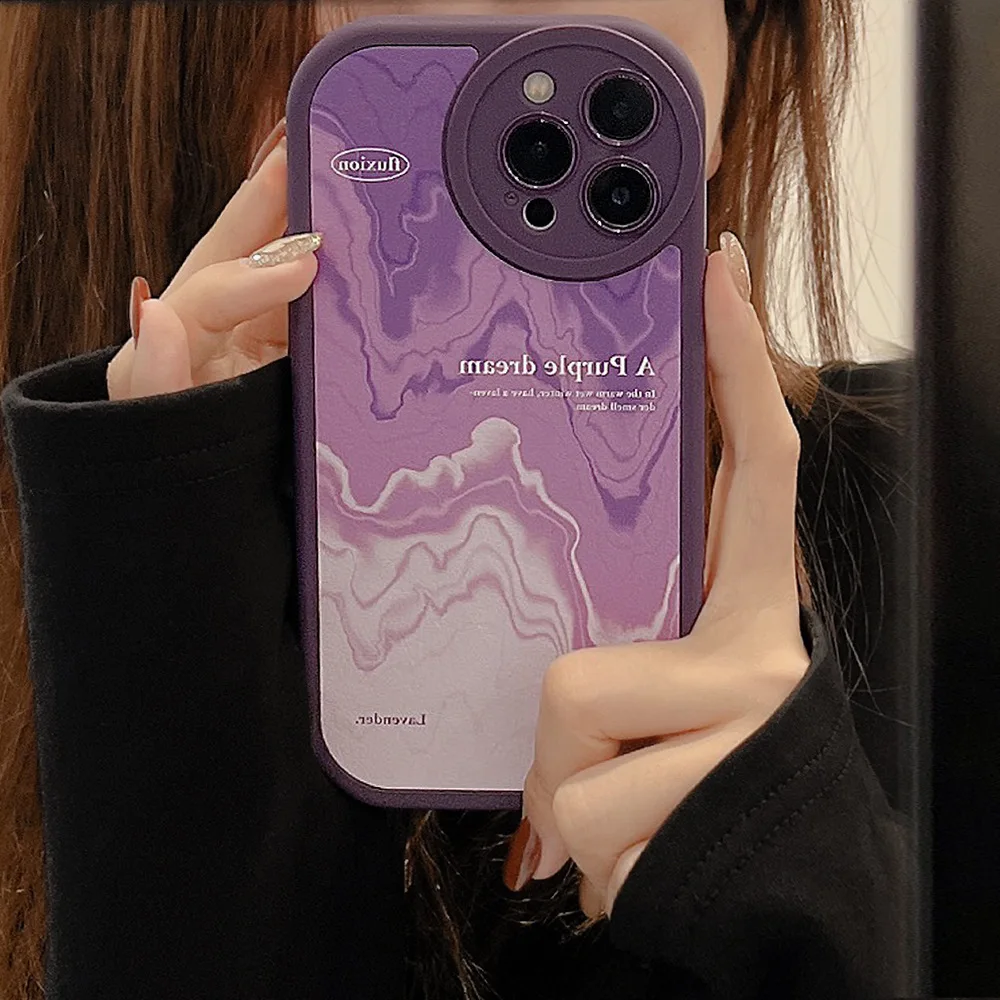 Retro Wave Ripple Purple Dream Fantasy Art Phone Case For IPhone 14 13 11 12 Pro Max Xr Mini Xs Max 14 Plus Case Cute Soft Cover