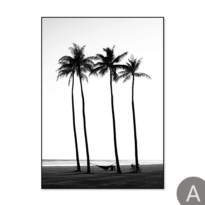 

Плакат FOOCAME Зеленый лист Черно-белый пейзаж