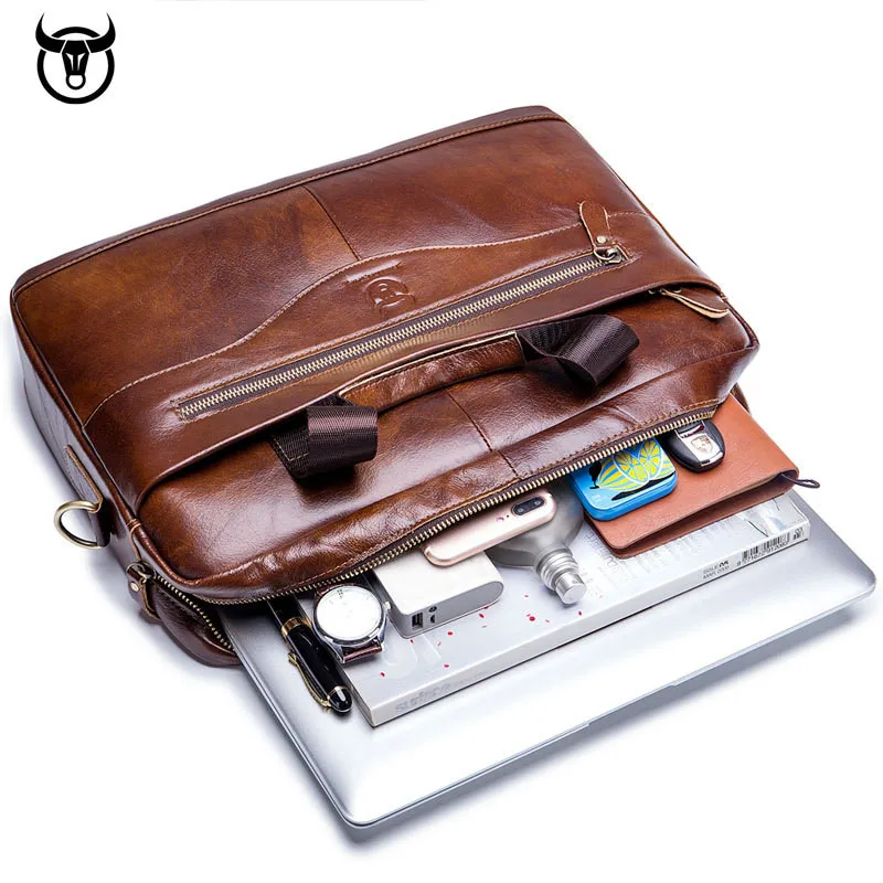 Genuine Leather Men's Briefcase Business Computer Bag Saco Dos Homens Fashion Messenger Shoulder Bag Postman Male Handbags