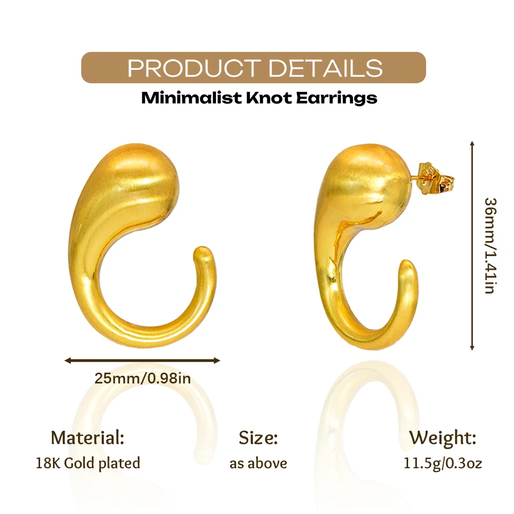 Фото Модные массивные серьги-кольца в форме капли с позолотой 18K для женщин - Гипоаллергенные открытые серьги-манжеты, эффектные украшения, роскошные ювелирные изделия №2