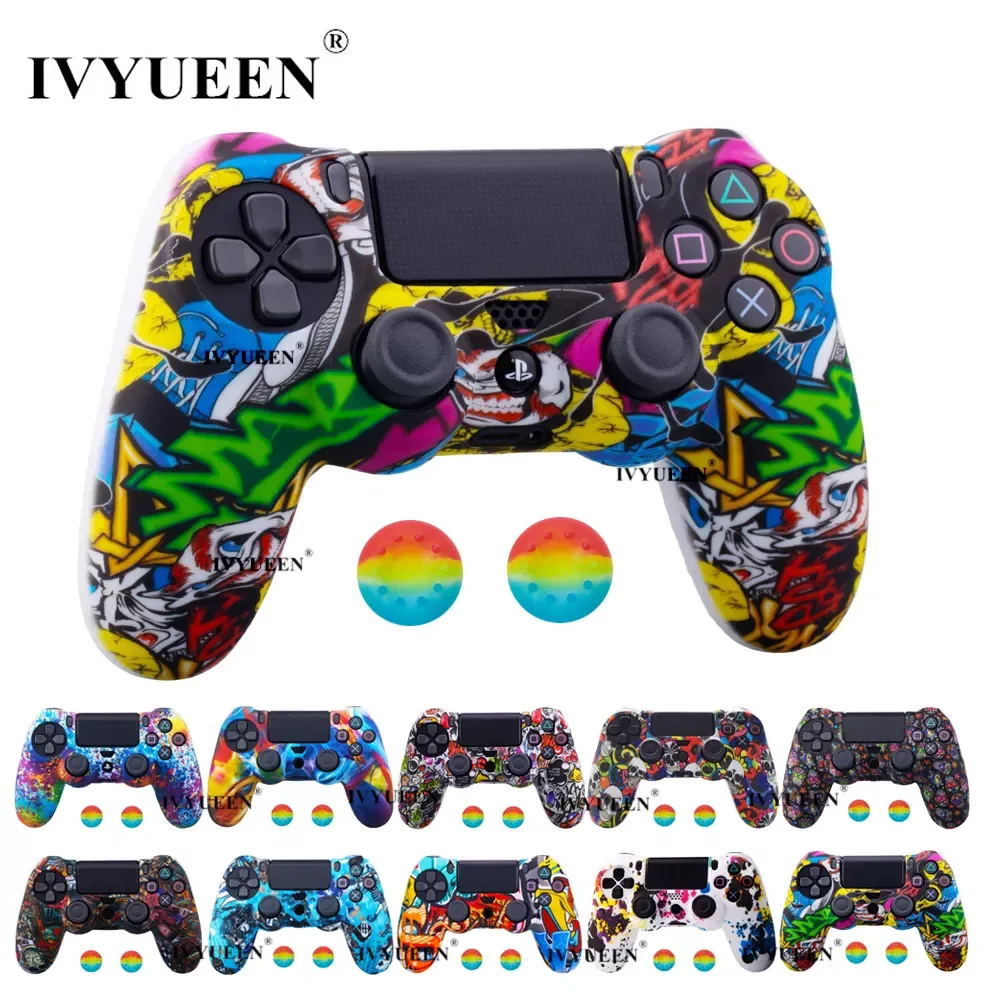 

25 Colors Silicone Camo Protective Skin Case For Sony Dualshock 4 PS4 DS4 Pro Slim Controller Thumb Grips Joystick Caps