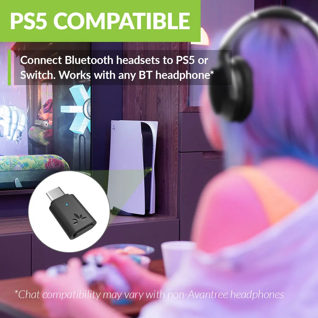 Bluetooth USB-C беспроводной аудио адаптер для подключения наушников и динамиков к PS4/5