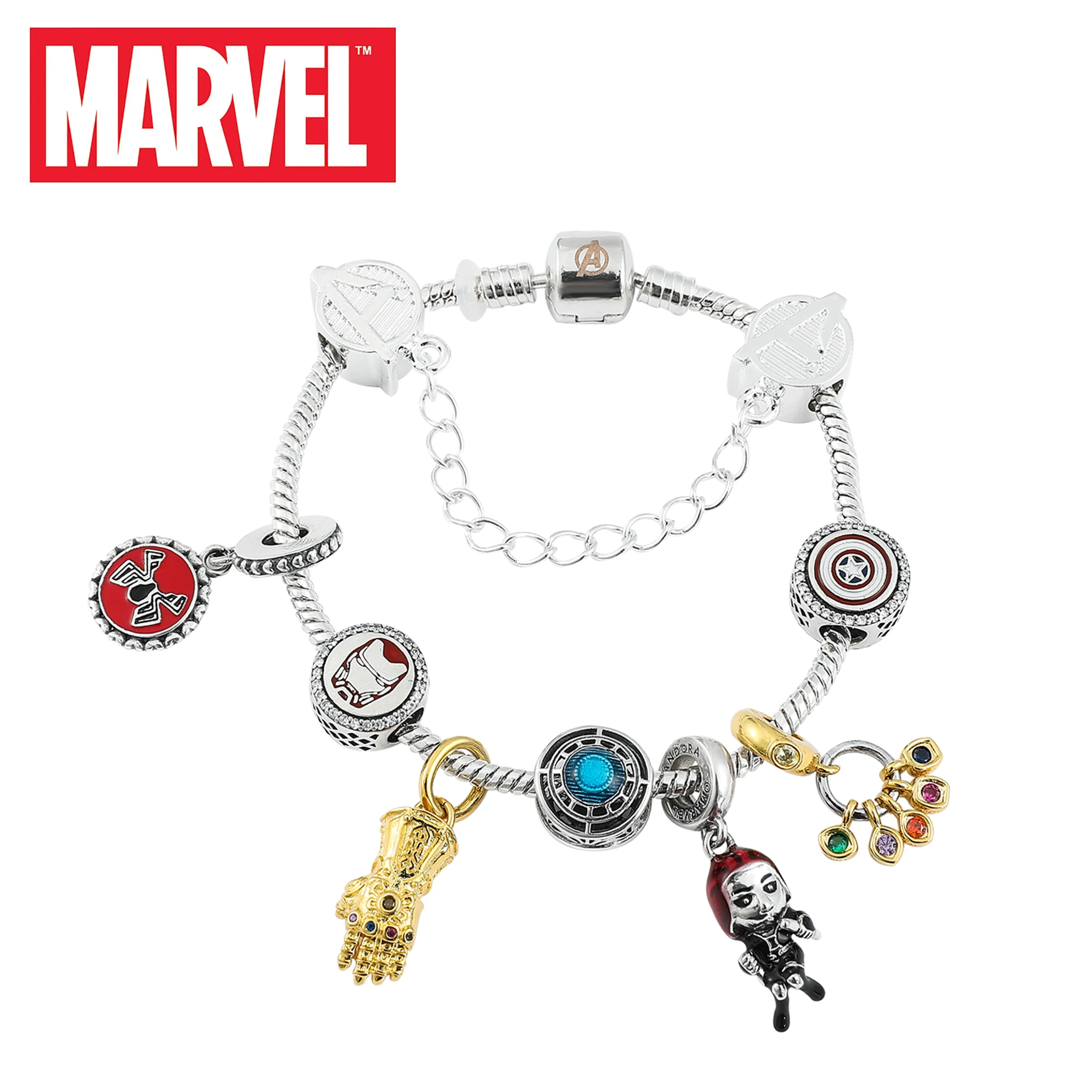 Superhero Marvel Bracelet Infinty Stones Metal DIY Crystal Beads Brand Avengers Jewelry Aesthetic Charm Bracelet Bridesmaid Gift