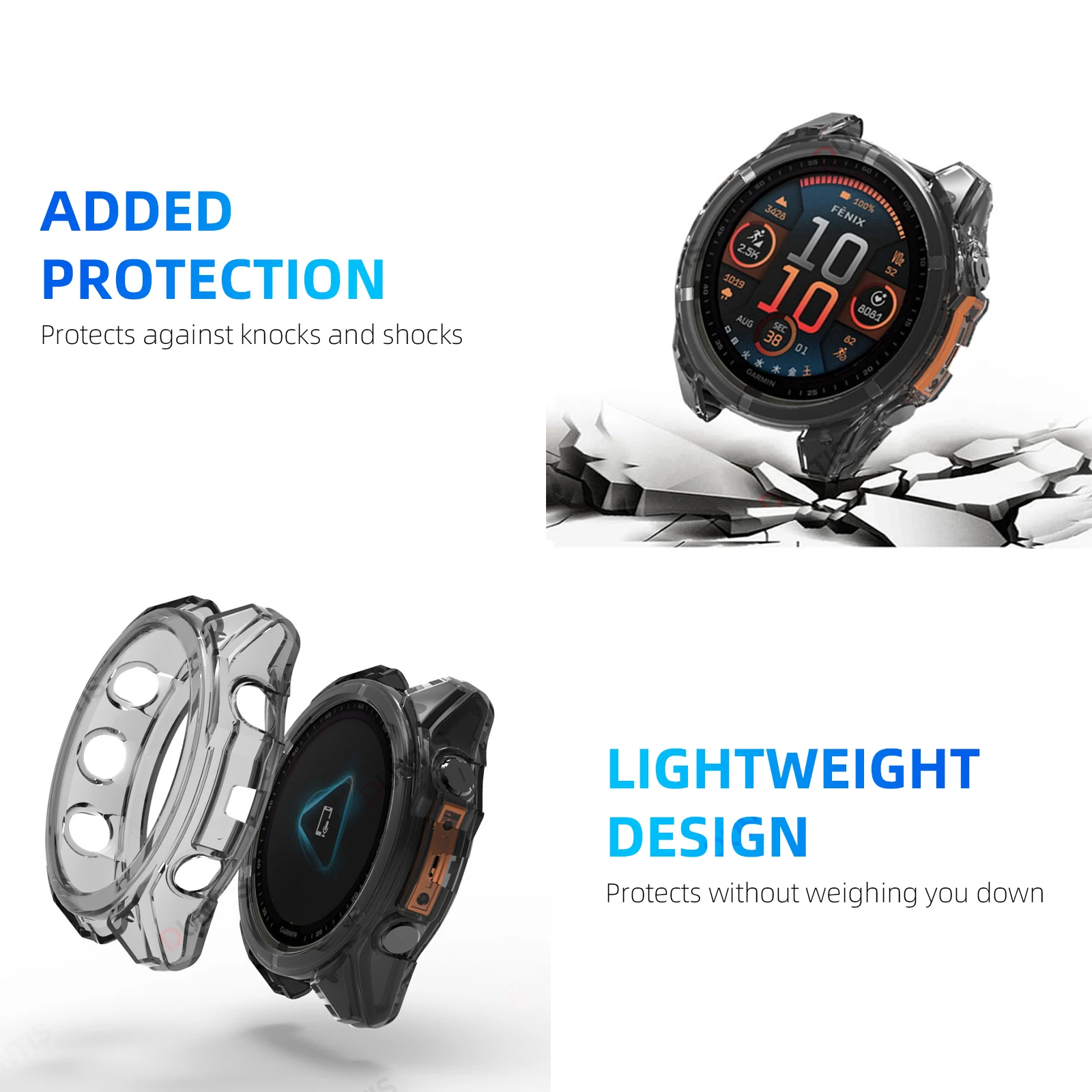 Стекло 2 в 1 + чехол для Garmin Fenix 8 43 мм/47 мм/51 мм AMOLED SOLAR защитная пленка экрана и