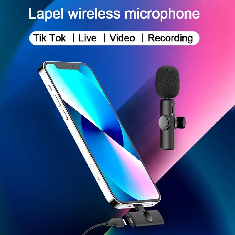 Фото Беспроводной мини-микрофон для IPhone Type-C, студийный петличный микрофон для компьютера, запись аудио и видео №3