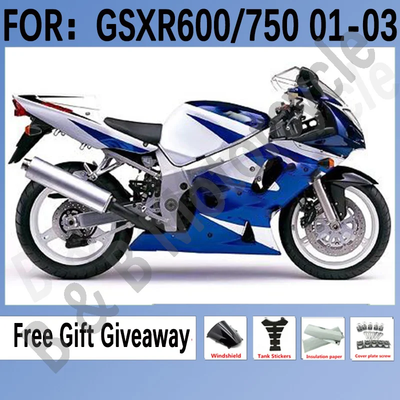 

Новые обтекатели под давлением ABS для GSXR600 750 GSXR 600 K1 2001 2002 2003 01 02 03 комплект обтекателей для кузова синий белый