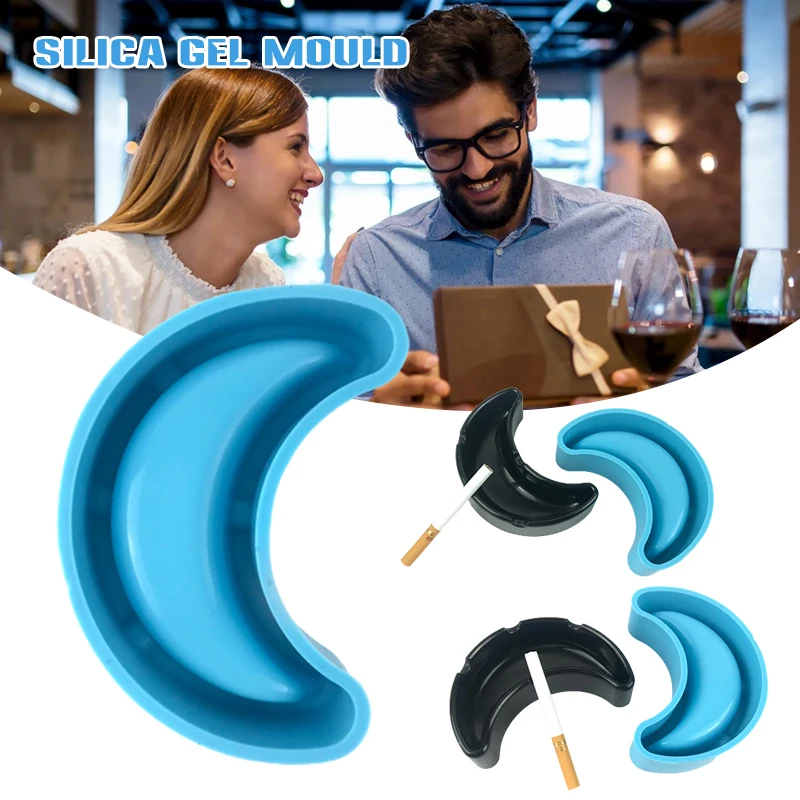 

Ashtray with Rest Slot Casting Die Moon Shape DIY Craft Soft Silicone Stencil Silicone Stencil with Rest Slot Moon Shape can CSV
