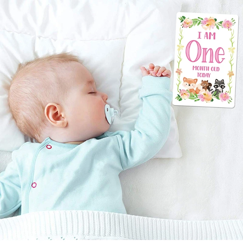 

12 Sheet Baby Boy Moment Cards - Great Gift for Baby Showers or New Parents to Capture Each Newborns Milestones