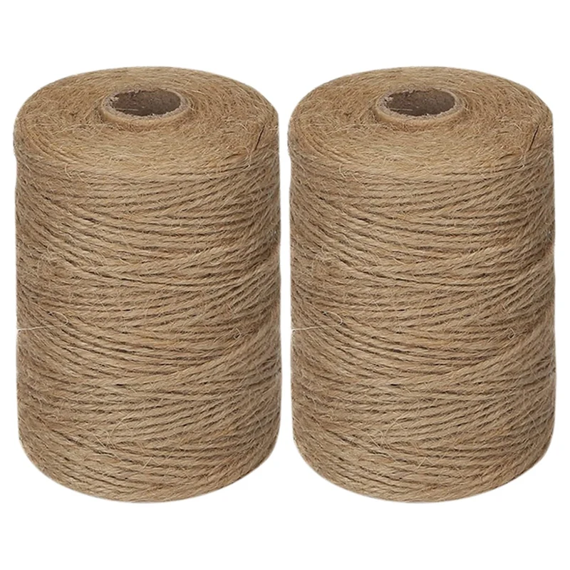 

2X 200M/ Roll 2Mm Jute Twine Natural Thick Brown Twine For Home Gardening Plant Picture Hanger Industrial Packing String