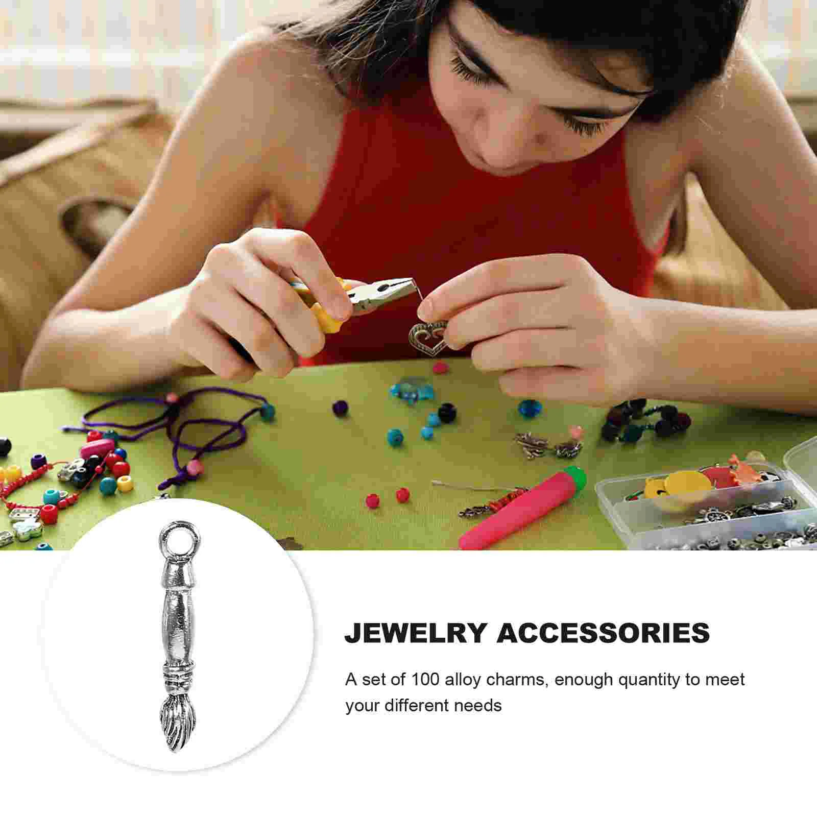 200 Pcs Bracelet Pendant Clasp Necklace Jewelry Making Material Alloy DIY Pendants Charm Miss Keychain