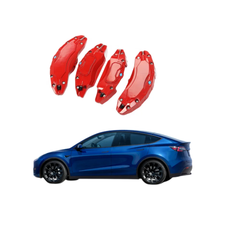 

4PCS Brake Caliper Covers Front & Rear RED Aluminum for Tesla Model Y 2020-2023