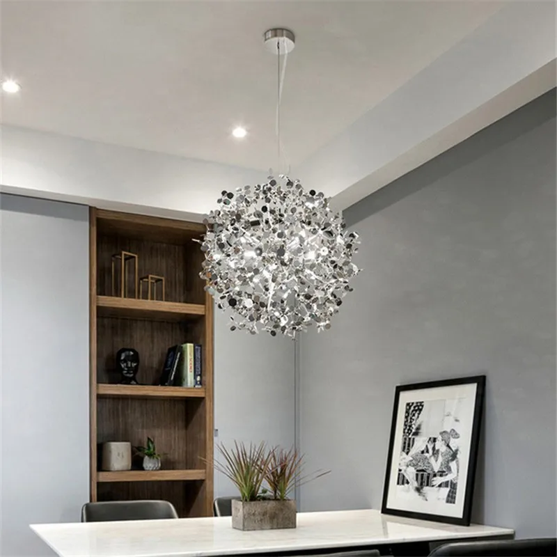 Подвесной светильник Argent из нержавеющей стали хромированный шар для столовой