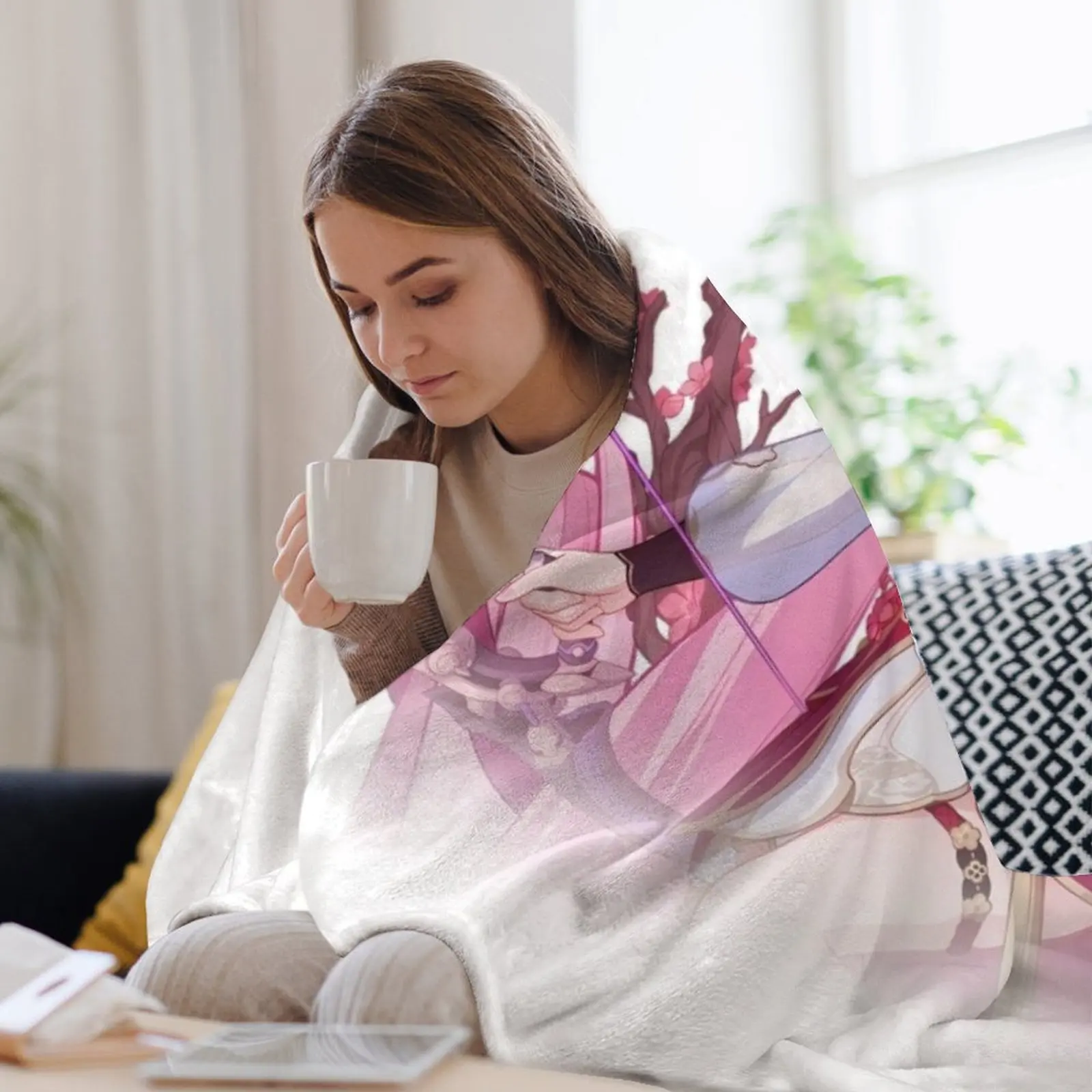 Honkai Impact 3rd Elysia Herrscher of Human Ego Персиковое весеннее одеяло в клетку на диване одеяла