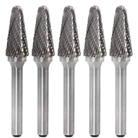 5pcs sl 4 tungsten carbide burrs cylinder shape double cut rotary burr file with 14 shank for rotary tool die grinder
