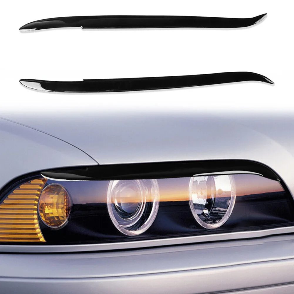 

For BMW 5 Series E39 1995-2003 ABS Gloss Black Headlight Eyebrows Eyelid Car Styling Glossy Piano Black Eyebrow Trims 2PCS