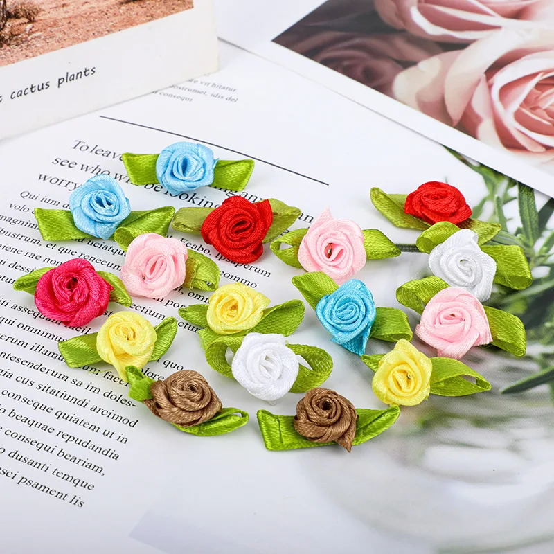 

50Pcs/Lot 2CM Silk Bow-Knot Mini Rosette For Home Wedding Party Ribbon Cake Bow Tie Decoration Scrapbooking DIY Crafts Supplies
