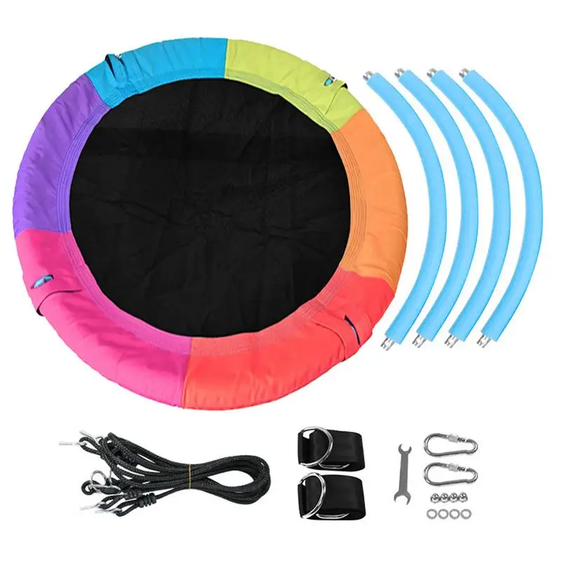 

Round Outdoor Swing 40 Inch Tree Swing With Adjustable Multi-Strand Ropes Round Outdoor Play & Swing Sets Suitable For Park Back