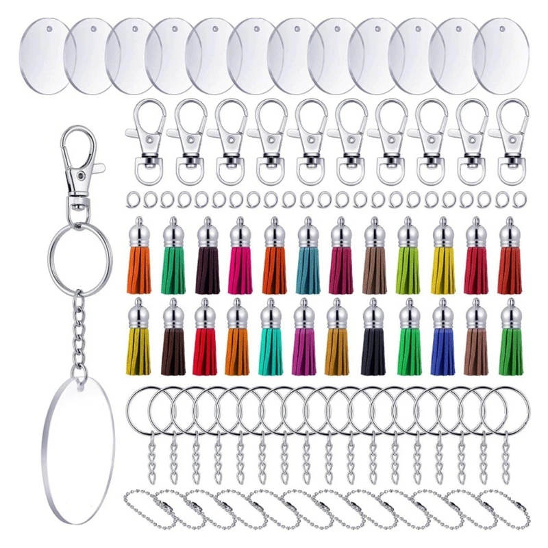 

Clear Acrylic Keychain Blanks Keychains Tassels Set for DIY Crafts Gift Tags