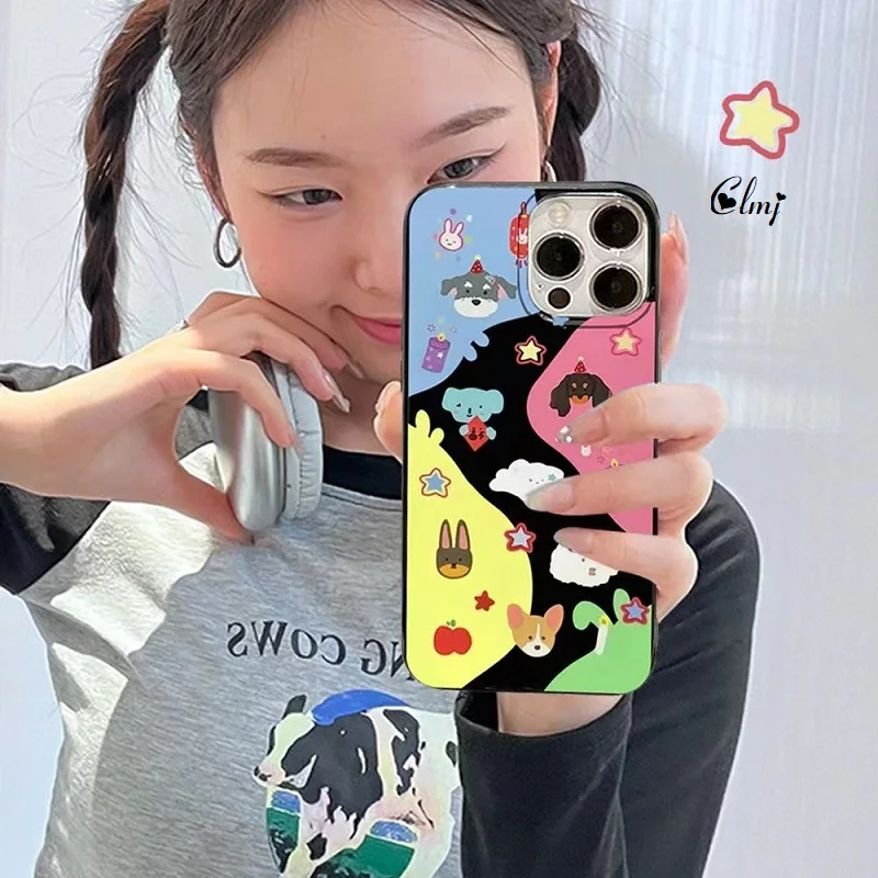 

Clmj Cute Dog Phone Case For iPhone 11 12 Mini 13 Pro XR X 7 8 Plus 14 Pro Max XS Se 2020 Black Soft Silicone Protective Cover