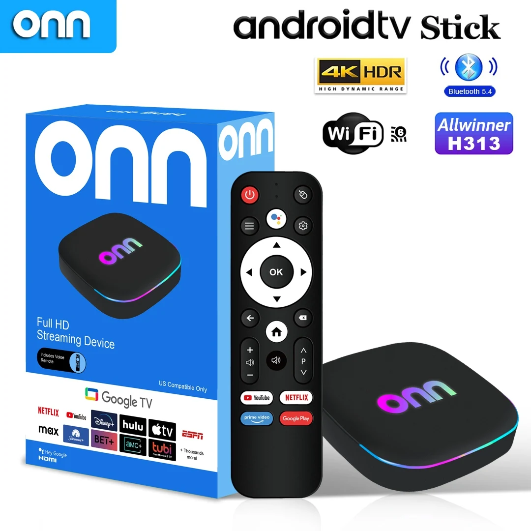 Фото ТВ-приставка Onn 4K Android 13 Smart TV Box 4K Quad Core с поддержкой 5G, 8 ГБ ОЗУ, 128 ГБ ПЗУ и голосовым пультом для потокового воспроизведения медиа №4