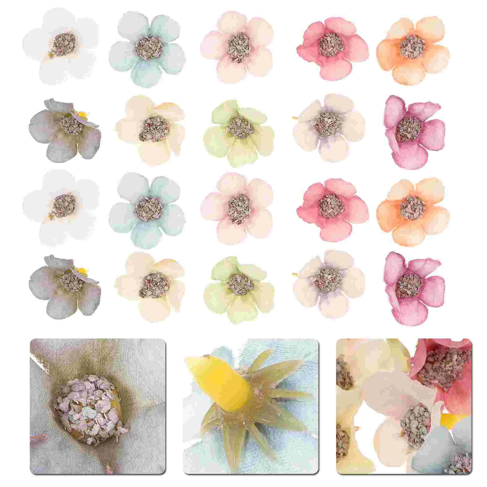 

100 Pcs Artificial Flower Bohemian Decor Flowers Heads Party Headdress DIY Fake Rose Mini Small For Crafts Silk Faux