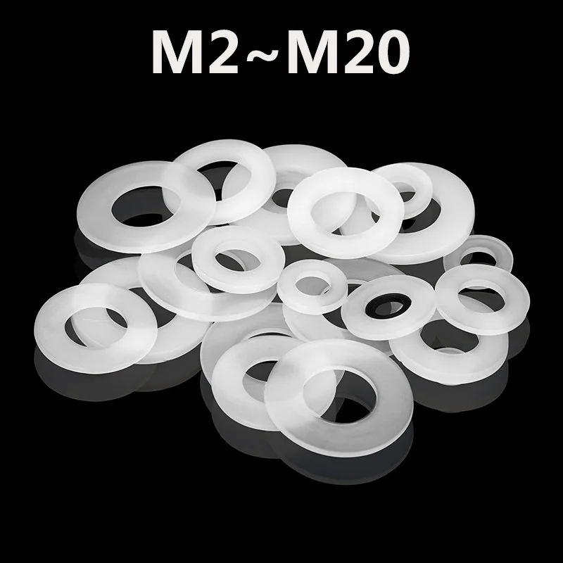 

Washer White Plastic Nylon Flat Washer Plane Spacer Insulation Gasket For Screw Bolt M2 M3 M4 M5 M6 M8 M10 M12 M14 M16 M18 M20