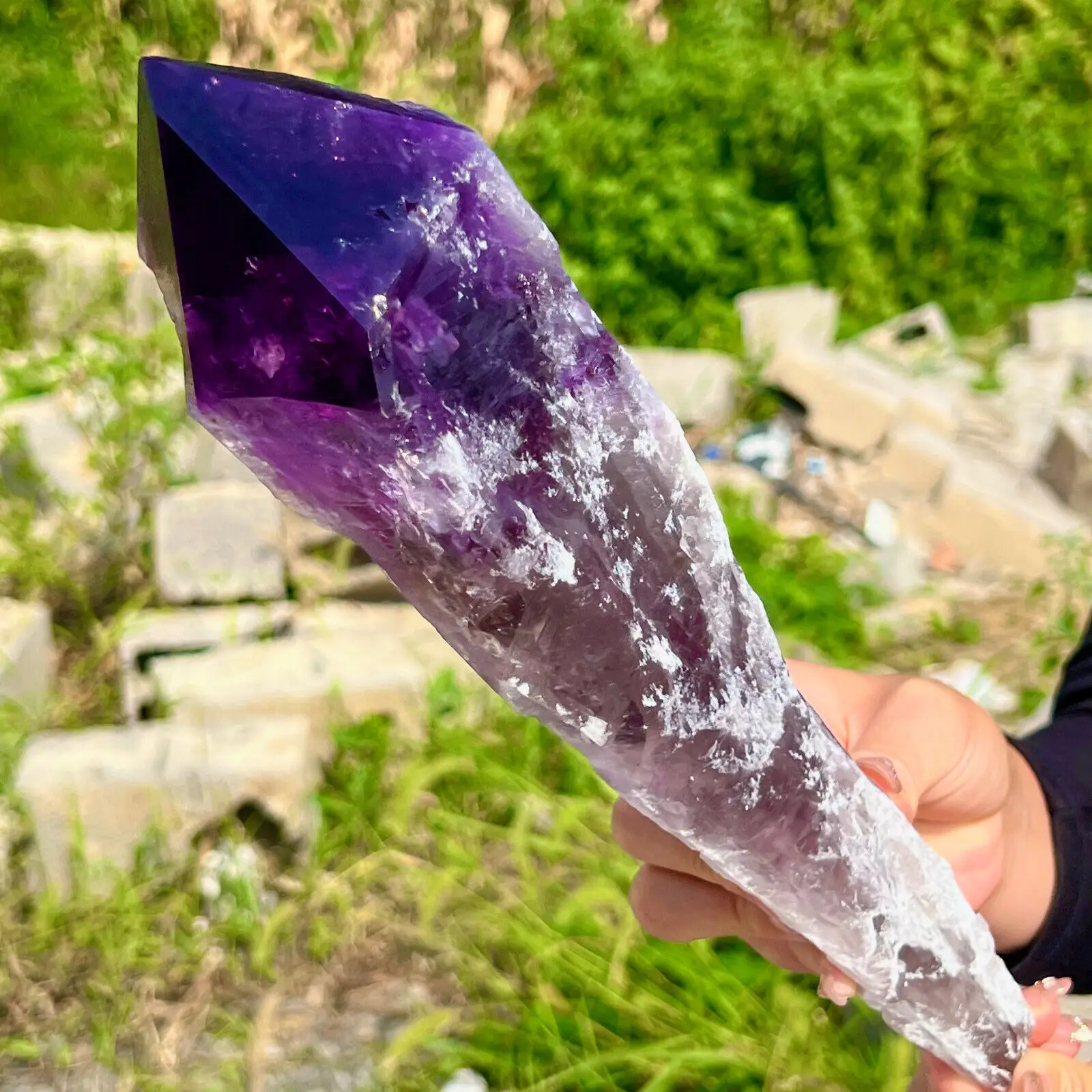 Натуральный Аметист кварц кристаллический двойной концевой лечебный стержень