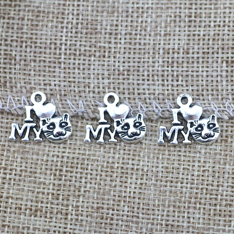 

12 шт. 14*17 мм смешанный сплав античный серебряный цвет любовь Милая кошка шармы брелок Подвеска Аксессуары для DIY изготовления ювелирных изделий