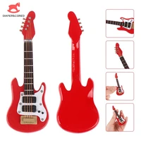 mini electric guitar wooden miniature model musical instrument decoration gift for dollhouse room for kids learning musical toy