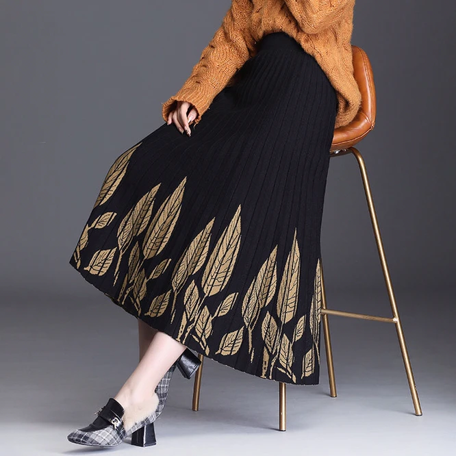 Женская трикотажная трапециевидная юбка длинная средней длины с запахом и