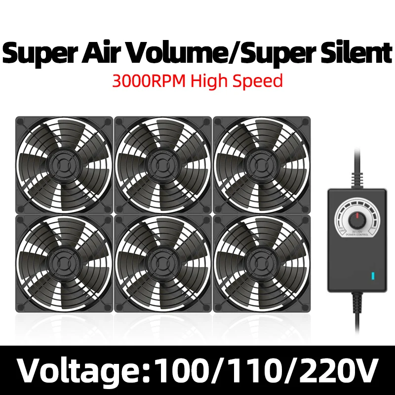 12cm high speed large air volume 100v 110v 220v btc mining machine workstation cabinet 120mm server case cooling system fan kit free global shipping